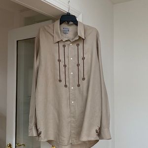 Lucky brand long sleeve embroidered button down shirt size xl
